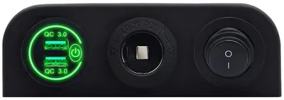 Produktbild von ProRide 12V USB-Autolader 2 Ports QC3.0-3-fach Panel mit Zigarettenstecker