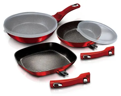 Produktbild von Berlinger Haus BH/6796, Frittierset, Burgund, Aluminium, Marmor, Rot, Kunststoff