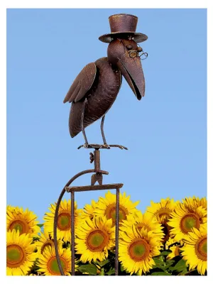Produktbild von Vogelwippe Windspiel Gartenstecker Gartendekoration Gartenkunst Metall - Vogel Rabe (dünner Rabe)