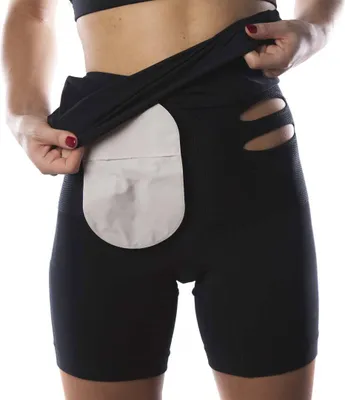Zdjęcie produktu dla Dwuwarstwowe bokserki stomijne Comfizz z wysokim stanem, wsparcie 2. stopnia, czarne, L/XL
