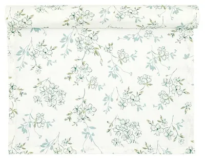 Produktbild von Greengate Tischläufer AUBREY Weiß mit Blumen Baumwolle 45x140 cm Tischdecke