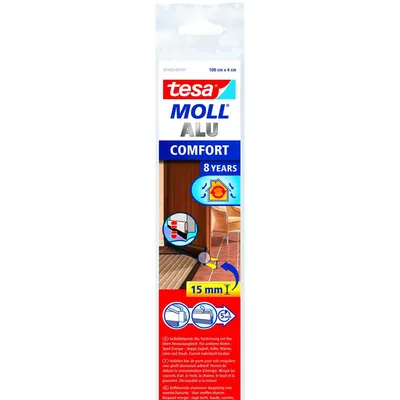 Immagine prodotto di tesa Moll STANDARD striscia di tenuta per porte, marrone, 43 mm x 1 m Guarnizione per porte in plastica, per pavimenti tessili, autoadesiva (05403-101-0)