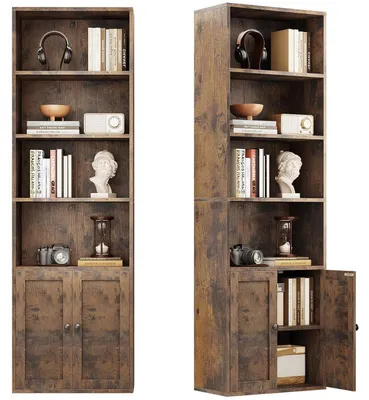 Produktbild von Bücherregal mit Türen 6 Ebenen 176.4 x 48 x 24 cm Braun