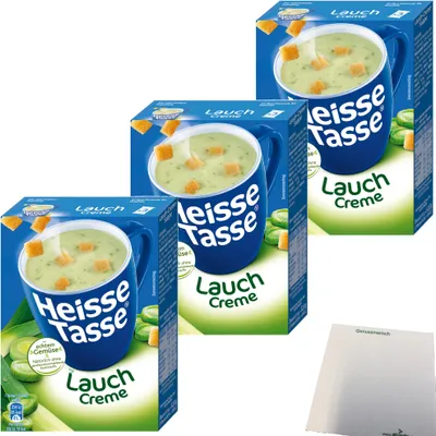 Produktbild von Erasco Heisse Tasse Lauch Creme Suppe 3er Pack (9 Beutel a 17,66g) + usy Block