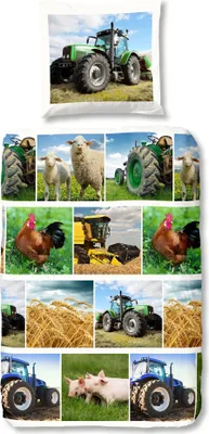Produktbild von JACK Renforcé Bettwäsche 2 tlg. 135x200cm Bauernhof Landwirtschaft Traktor Tiere Bunt