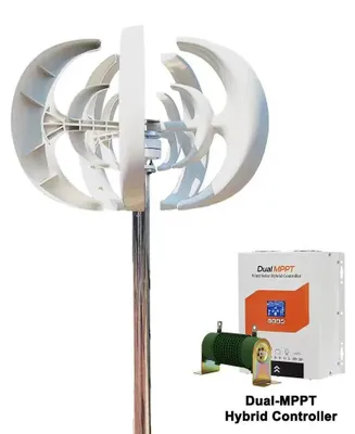 Obrázok produktu pre Vertikálna veterná turbína - 3000W, 12V veterná elektráreň - Nízka rýchlosť spustenia - Tichá prevádzka - Výroba elektrickej energie bez pripojenia k sieti - Hybridný regulátor DMPPT - 12V hybridný DMPPT