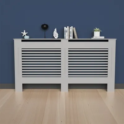Produktbild von WISFOR Osłona grzejnika MDF, poziome paski, osłona grzejnika Osłona grzejnika, szara, L - 152x19x92cm
