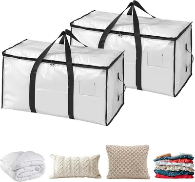 Imagen del producto de Bolsas de almacenamiento transparentes, 2 unidades, impermeables, para ropa