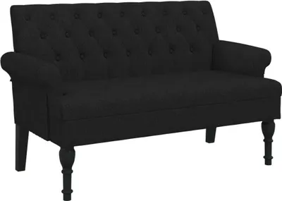 Image de vidaXL Banc avec dossier noir 120x62x75,5 cm Tissu