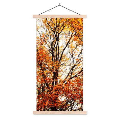 Produktbild von MuchoWow® Textilposter Wald - Herbst - Jahreszeiten 40x80 cm mit holzfarbenen Rahmen - Wohnzimmer