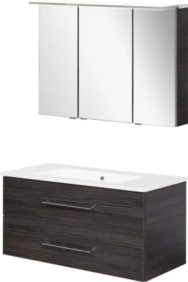 Produktbild von Fackelmann B.perfekt Badmöbel Set 3-teilig, 100 cm, Anthrazit, LED-Spiegelschrank