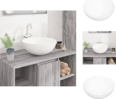 Immagine prodotto di vidaXL Lavabo bianco 36x15 cm rotondo in ceramica - Lavabo da bagno