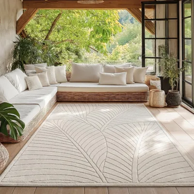 Obrázek produktu pro Homebyhome Venkovní Koberec Moderní Boho Design 3D Efekt Odolný UV Ideální na Terasu do Obývacího Pokoje a Kuchyn?, Velikost, 80x150 cm