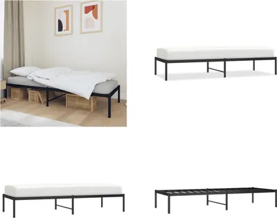 Produktbild von vidaXL Bettgestell Metall Schwarz 75x190 cm - Bettgestell - Bettgestelle - Bettrahmen - Bett