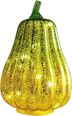 Produktbild von Glaskürbislicht, batteriebetrieben, LED-Kürbislaterne mit Beleuchtung für Halloween, Herbst, Thanksgiving, Schreibtischdekoration