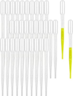 Imagen del producto de 30 pipetas de 3 ml, reutilizables, transparentes, para laboratorios y escuelas