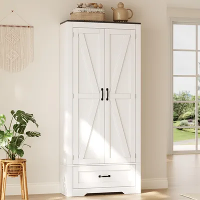 Immagine prodotto di Mobiletto da cucina STILVORA con 2 ante e un grande cassetto, armadietto contenitore con ripiani interni, dispensa per soggiorno o sala da pranzo