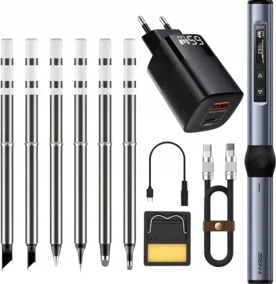 Immagine prodotto di Set saldatore digitale di precisione Fnirsi HS-01 65W + 6 punte + alimentatore
