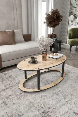 Obrázok produktu pre Skye Decor, kvalitný konferenčný stolík z 100% MDF, buk, 60 x 40 x 38 cm | Robustné nohy | Moderný, industriálny štýl v jednotnej hnedej farbe | Ideálny do vášho domova.
