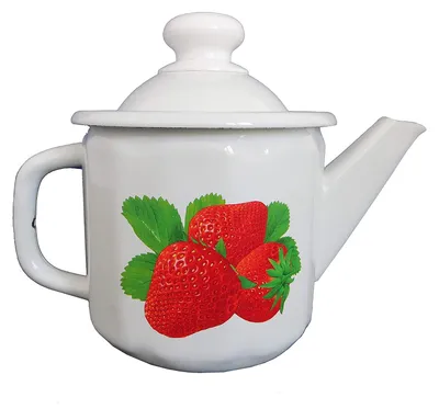 Produktbild von ERDBEEREN (3) Emaille Teekanne Kaffeekanne 1 Liter ca 12,5cm Durchmesser/Retro Nostalgie emailliert