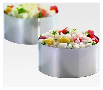 Produktbild von Dessert Speiseringset, 4 Stück Edelstahl Tortenring Runde Käsekuchenformen Backform Mini Backringe Antihaft Backzubehör