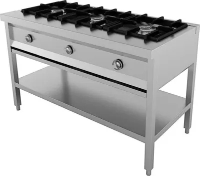 Produktbild von Pfannkuchen-Tisch mit 3 Brennern, 19,5 kW Gasleistung, 1290x600x800 mm