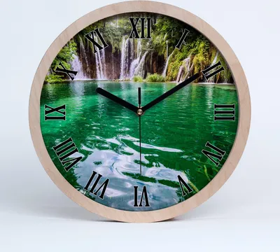 Produktbild von Holzuhr 30fi cm wanduhr - schwarze Spitzen - See plitvice