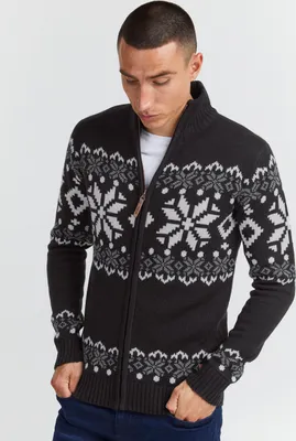 Produktbild von !Solid SDNoran Herren Strickjacke Cardigan Grobstrick mit Stehkragen und Reißverschluss Norweger Muster
