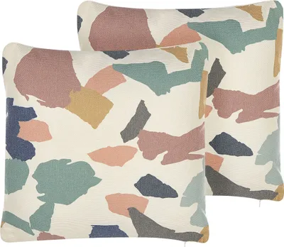 Produktbild von BELIANI Dekokissen 2er Set Bunt Baumwolle / Polsterbezug Fleckenmotiv 45 x 45 cm Wohnzimmer Salon Schlafzimmer Modernes Design