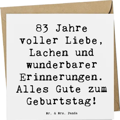 Produktbild von Mr. & Mrs. Panda Grußkarte Spruch 83. Geburtstag - Weiß - Geschenk, Glückwünsche, doppelkarte, Geburtstagsfeier 83 Jahre, Glückwunschkarte, Familienfeier, faltkarte