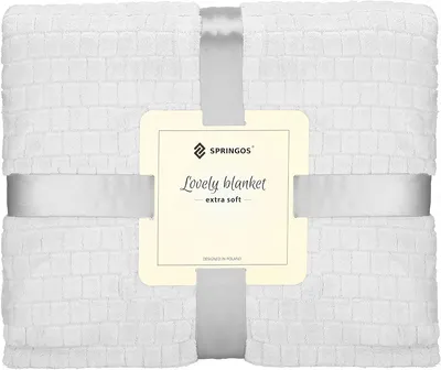 Obrázek produktu pro SPRINGOS Plyšová deka 170 x 210 cm Přehoz přes postel Textura Waffle Pattern Plaid