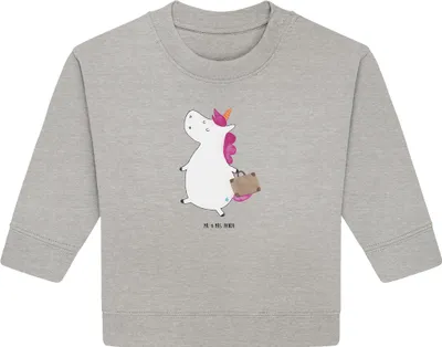 Produktbild von Mr. & Mrs. Panda Organic Baby Pullover Einhorn Koffer 12. - 18. Monat - Heather Grey - Geschenk, Bullover, Lustig, Unicorn, Spaß, Reise, Einhörner