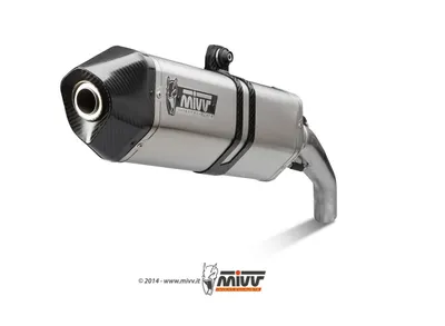 Imagen del producto de Silenciador deportivo Mivv SPEED EDGE SLIP-ON, acero inoxidable con embellecedor de carbono, para SUZUKI DL V-STROM 1000, modelo 2014