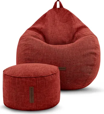 Produktbild von Green Bean® 2er Set Indoor XXL Sitzsack "Home Linen" + Hocker mit EPS Perlen Füllung - Rot