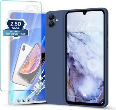 Produktbild von Hülle für Samsung Galaxy A05 mit 9H Displayglas Displayschutz Plus Case Cover Bumper Silikon Softgrip Schutzhülle Farbe: Lavendelblau