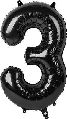 Obrázok produktu pre Unique Party - Balónik s číslami "3", fólia SG37970 (jedna veľkosť) (čierny)