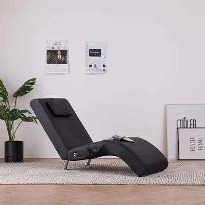 Image de Maison Exclusive - Chaise longue de massage avec coussins, en similicuir noir
