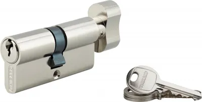Image de Cylindre de serrure à bouton SA, 35Bx35mm, anti-arrachement, nickel, 3 clés - THIRARD