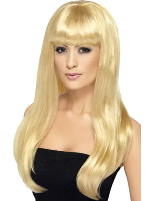 Produktbild von Glatte Langhaarperücke mit Pony blond