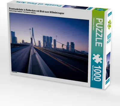 Produktbild von CALVENDO Puzzle Erasmusbrücke in Rotterdam mit Blick zum Wilhelminapier 1000 Teile Puzzle quer | 1000 Teile Lege-Größe 64x48cm Foto-Puzzle für glückliche Stunden