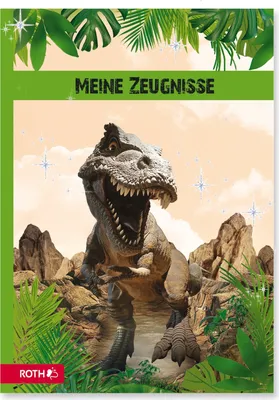 Produktbild von ROTH Zeugnismappe Tyrannosaurus mit Folieneffekt  - mit 10 A4 Klarsichthüllen, dokumentenecht - Dokumentenmappe