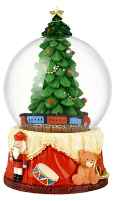 Schneekugel mit Weihnachtsbaum, Schneeflocken, 13 cm, mehrfarbig