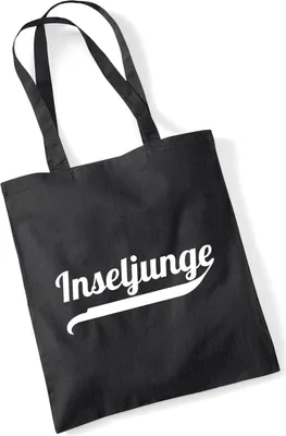 Produktbild von Huuraa Jutebeutel Inseljunge Schriftzug 10 Liter Black Baumwolle Tasche Geschenkidee