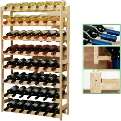 Produktbild von Weinregal aus Massivholz – Modulares und Stapelbares Flaschenregal für 56 Flaschen – Ideal für das Wohnzimmer, den Keller oder die Garage