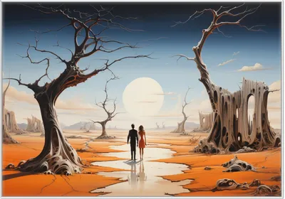 Produktbild von Wallario Wandbild Wüstenwanderer, Größe: 70,30 x 100,30 cm, Poster mit weißem Kunststoffrahmen