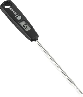 A digital thermometer on a white background.