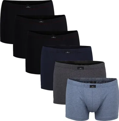 Produktbild von Götzburg Herren Pants 6er Pack - Single Jersey, Unterwäsche Set, Baumwolle Stretch Schwarz/Blau/Grau XL