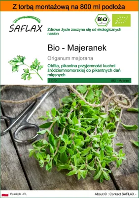 Zdjęcie produktu dla SAFLAX - Garden in the bag - Bio - Majeranek - 700 Nasiona - Z podłożem uprawowym w praktycznej, samorozkładającej się torbie - Origanum majorana