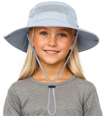 Produktbild von Kinder Sonnenhut mit breiter Krempe, atmungsaktiv, hellgrau, 4-12 Jahre