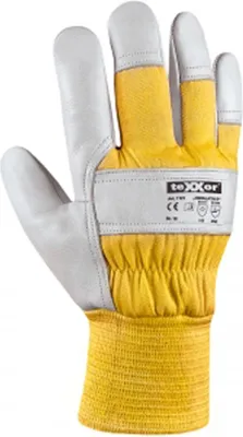 Produktbild von (12 Paar) teXXor Handschuhe Winterhandschuhe Himalaya II 12 x Leder Natur/Drell gelb M/8
